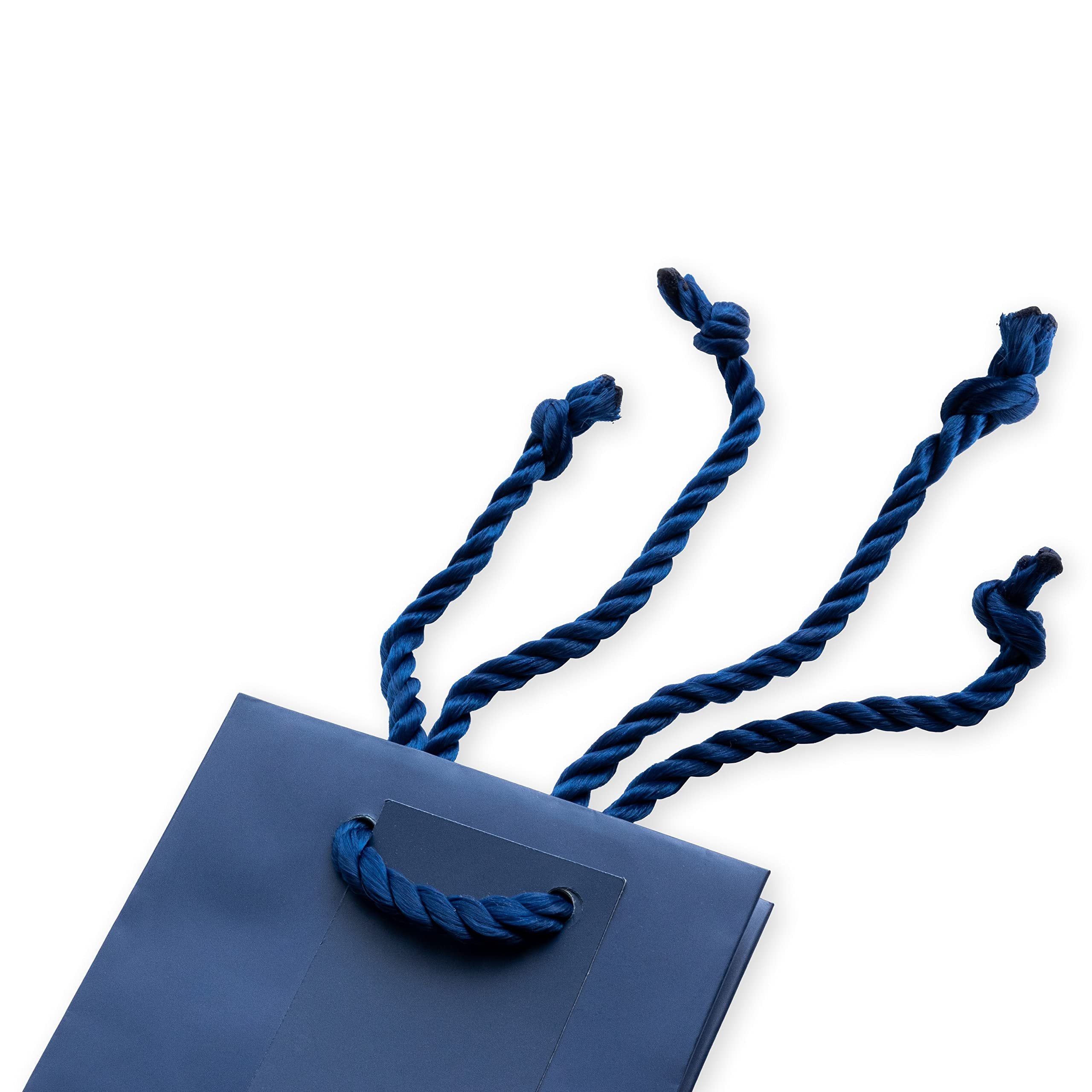 Mini Gift Bags - 12 Pack Navy Royal Blue Extra Small Gift Bags with Handles, Paper Totes for Christmas & Holiday Gift Wrap, Birthday Party Favor Bags for Boys & Men, Baby Showers, in Bulk - 4x2.75x4.5