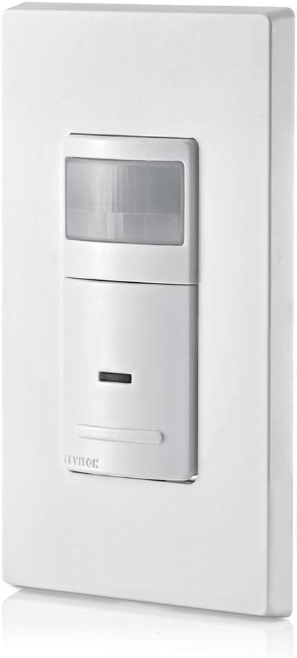 Leviton IPS02-1LW Decora Motion Sensor In-Wall Switch, Auto-On, 2.5A, Single Pole, White
