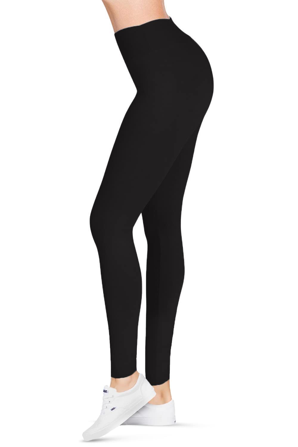 New SATINA High Waisted Plus Size Black Leggings for Women | 3 Inch Waistband | Free Shipping