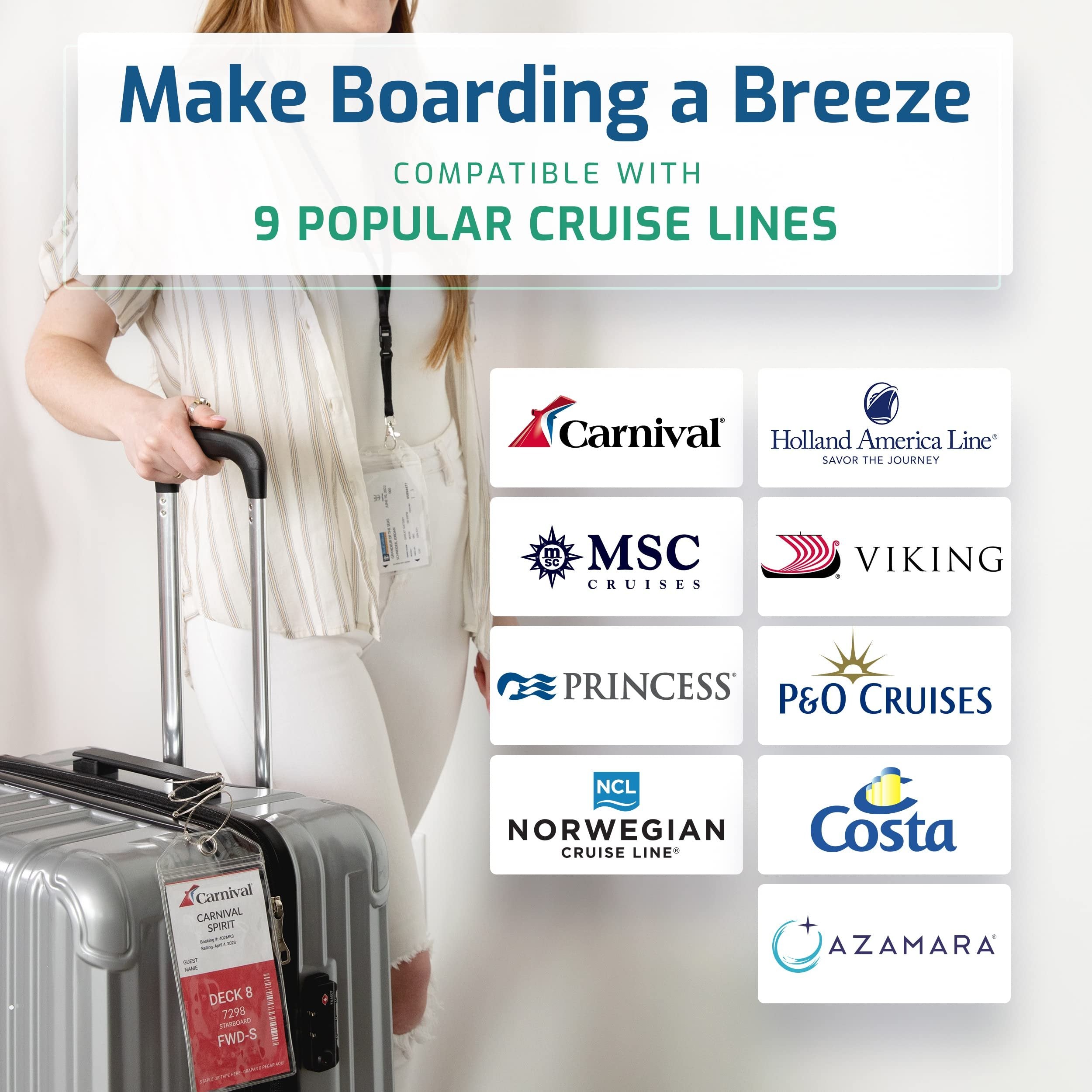 Highwind Clear Cruise Luggage Tags - 8 PK + 4 ID Holders | Compatible with Celebrity & Royal Caribbean Cruise Tag Holders