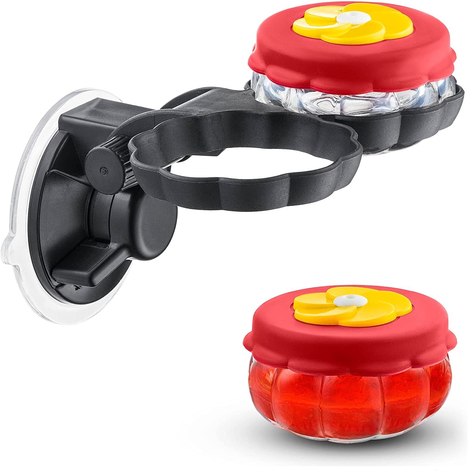 Handheld Hummingbird Feeders (Set of 2) Small Hummingbird Feeder Glass with Window Suction Mount Base - Window/Handheld or Tabletop Mini Humming Bird Feeders, Hummingbird Feeders for Outdoors