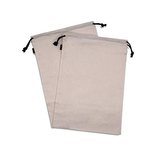 Beige Shoe Dust Bags - 2 Pack, Double Pouch with Drawstring Closure, Breathable Cotton Fabric for 12x17 Inch Shoes