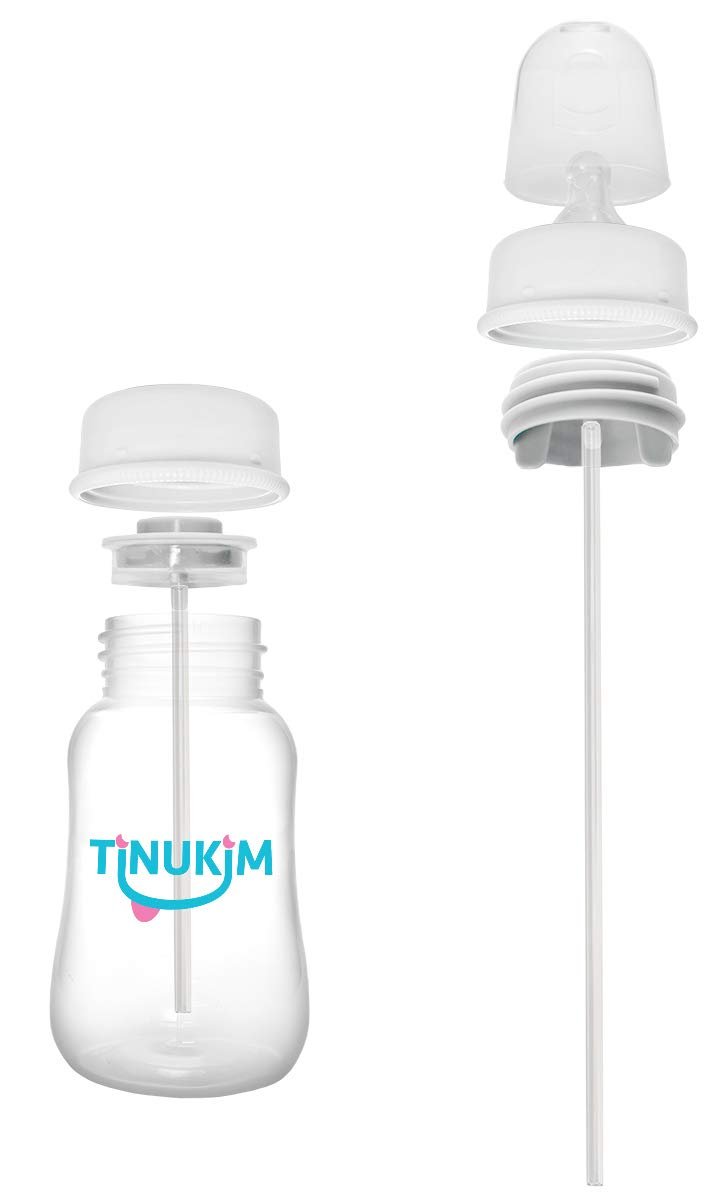 Tinukim iFeed Baby Bottle - Self-Feeding Tube, Anti-Colic Nursing, White - 2-Pack (4oz)