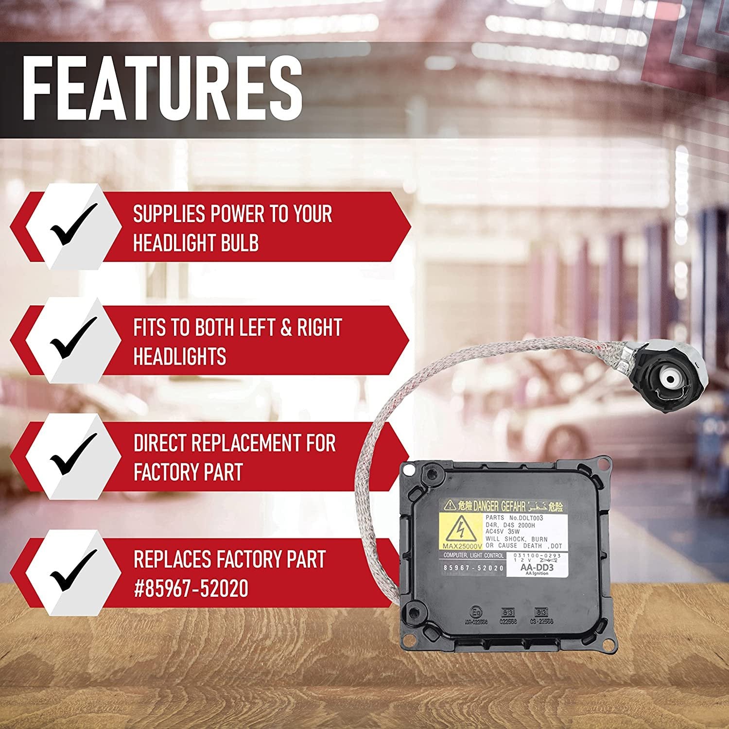 HID Ballast with Ignitor Xenon Headlight - Toyota Lexus Replaces 85967-52020 81107-30D30 DDLT003 KDLT003 - Free Shipping and Returns