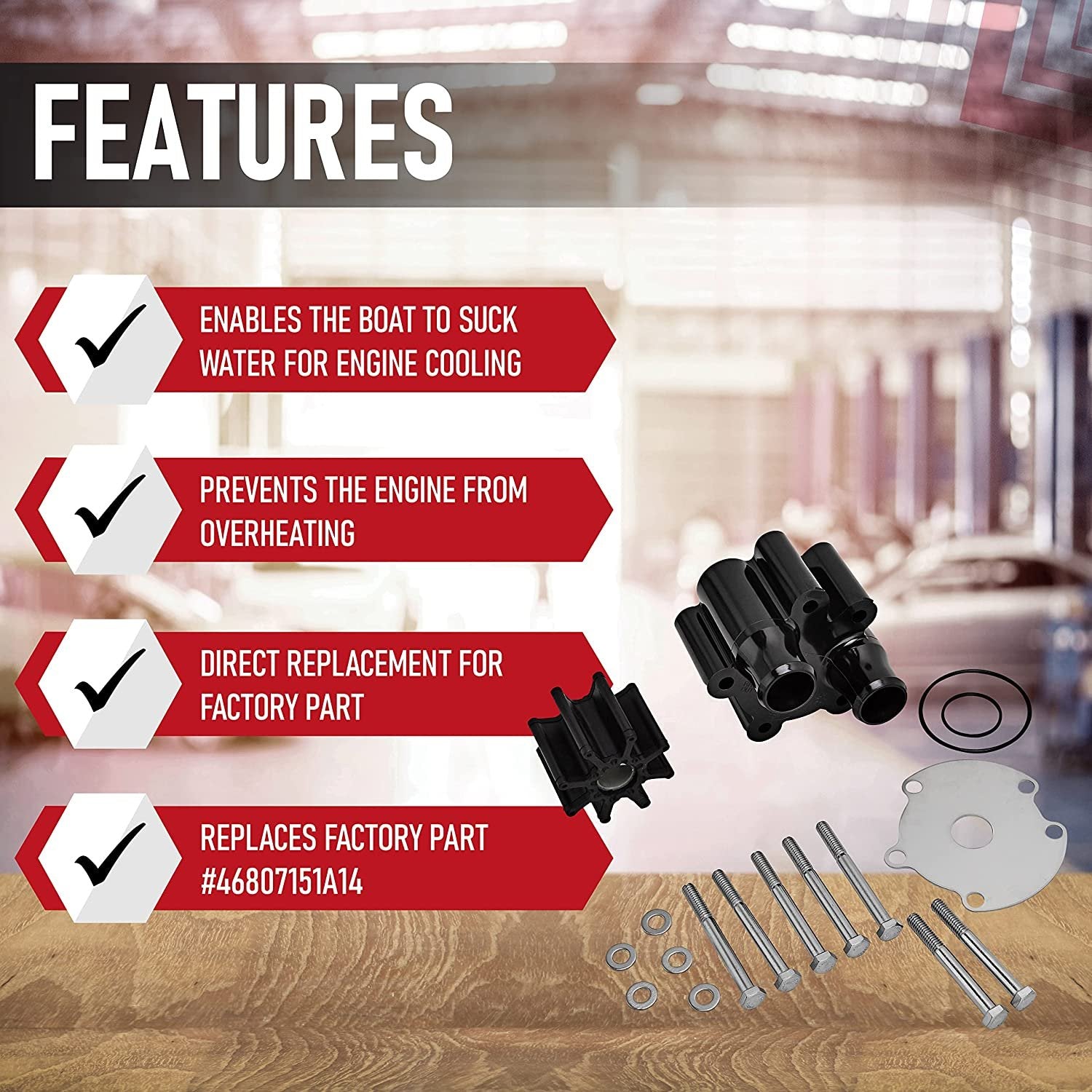 Water Pump Housing and Impeller Repair Kit - Replaces Sierra 18-3150, Quicksilver 807151A14, Mercury 46-807151A14, 46-807151A7 - Fits Mercruiser Alpha, Bravo Engines - Fresh Raw Pump Marine Inboard