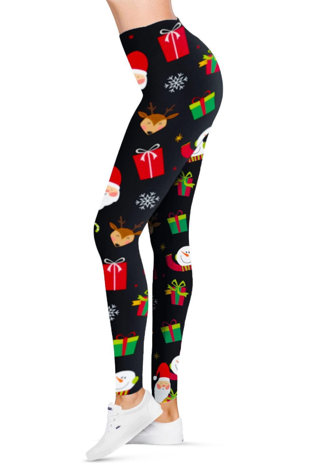 Buttery Smooth Vintage Christmas Figurine Extra Plus Size Leggings - 3X-5X