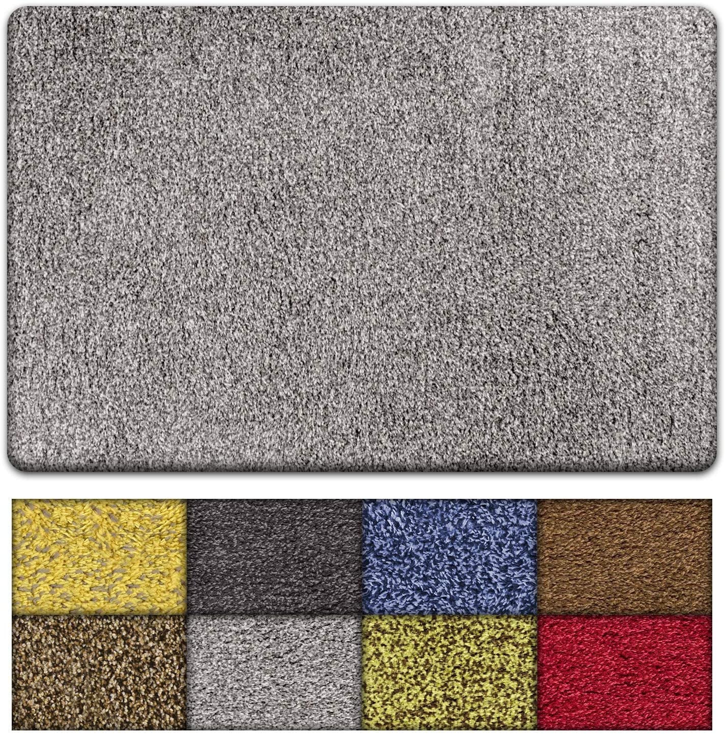 Kaluns Door Mat, Front Doormat, Super Absorbent Mud Mats, Doormats for Entrance Way, Entry Rug, Non Slip PVC Waterproof Backing, Shoe Mat for Entryway, Machine Washable (18x28 Gray)