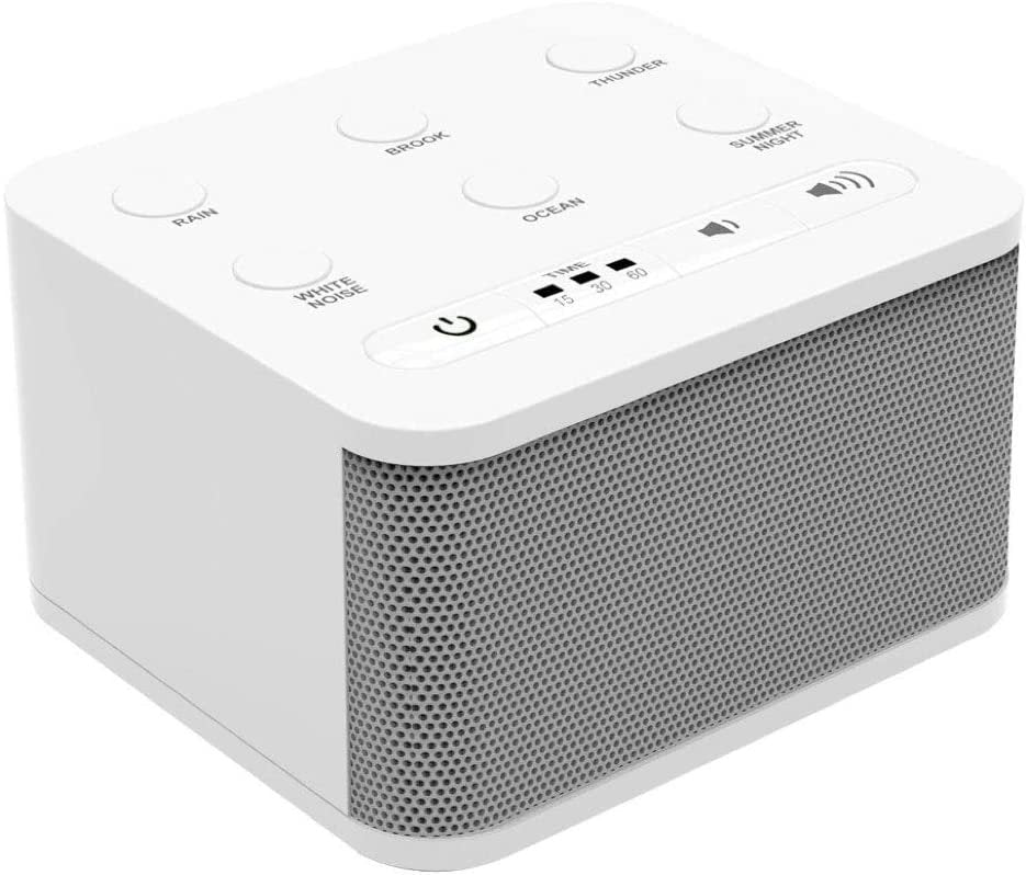 White Noise Sound Machine for Adults/Kids/Babies, 6 Sounds, Size 1, Portable, AC Adapter, Office Privacy