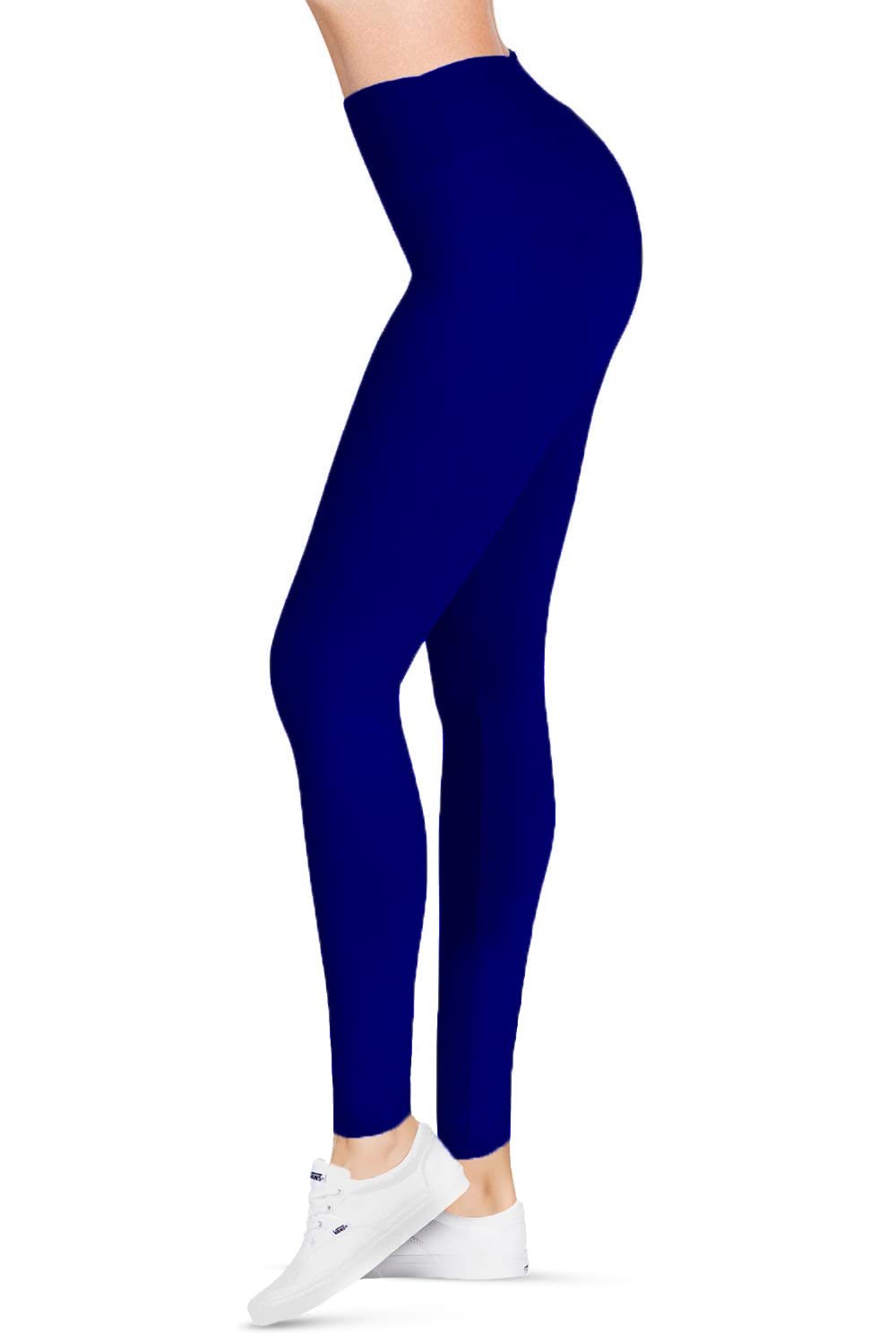 SATINA High Waisted Leggings | Yoga Workout Pants | Plus & Regular Size, Royal Blue | 3 Waistband | Free Shipping