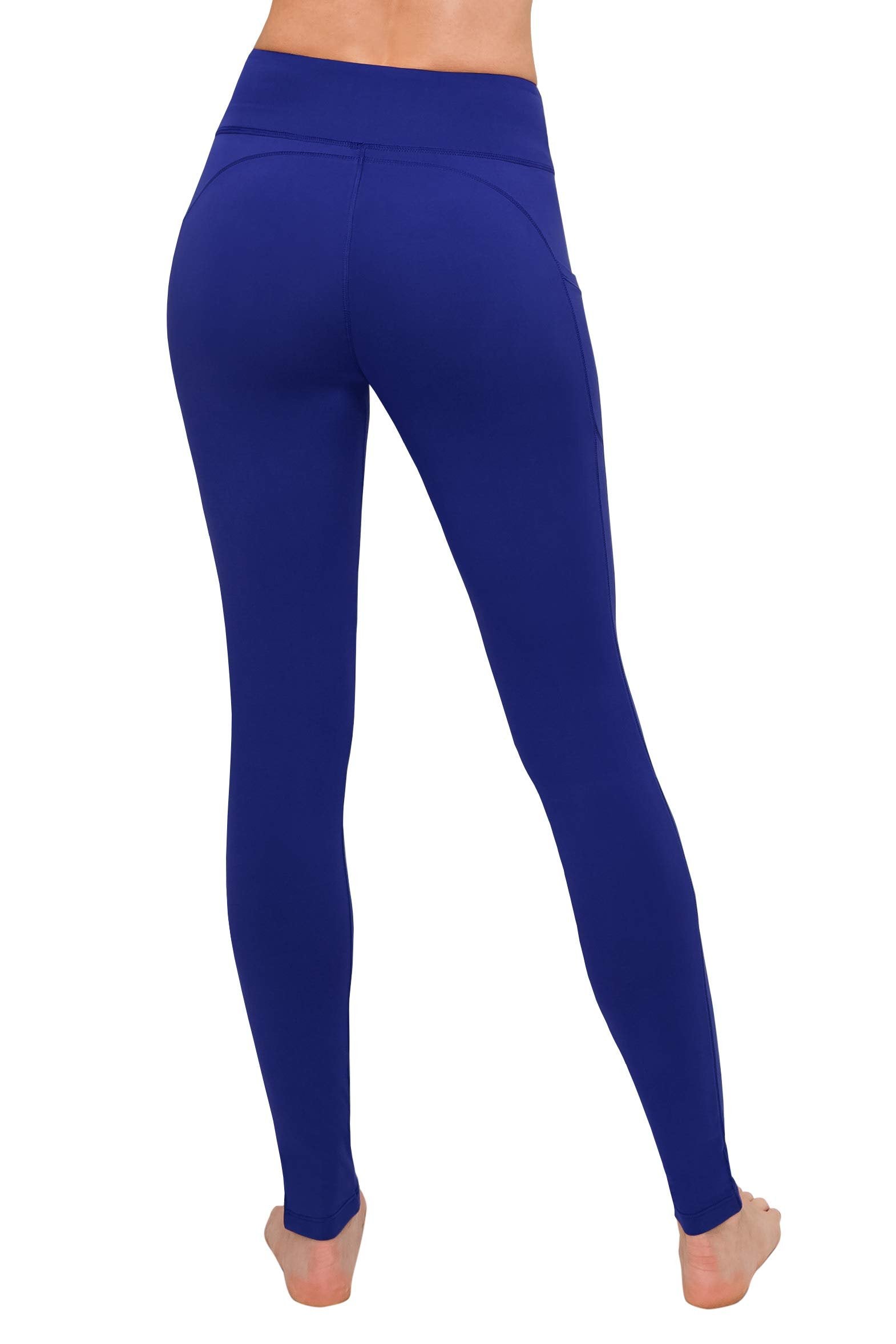 SATINA Women's High Waisted Leggings with Pockets - 3 Inch Waistband - Royal Blue - Regular/Plus Size - Free Shipping & Returns