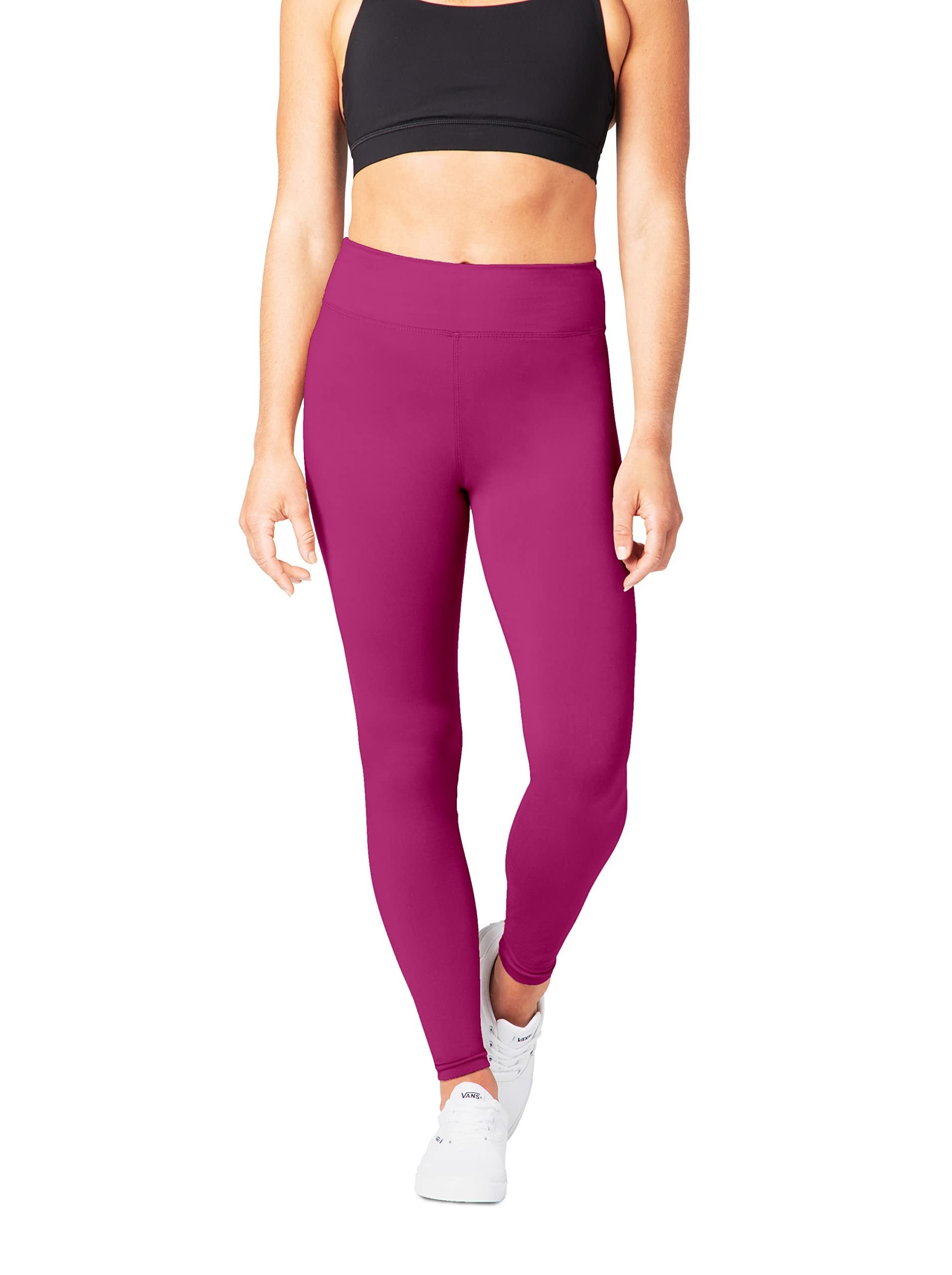 Free Shipping SATINA High Waisted Fuchsia Leggings | Yoga Workout Regular & Plus | 3 Waistband | One Size