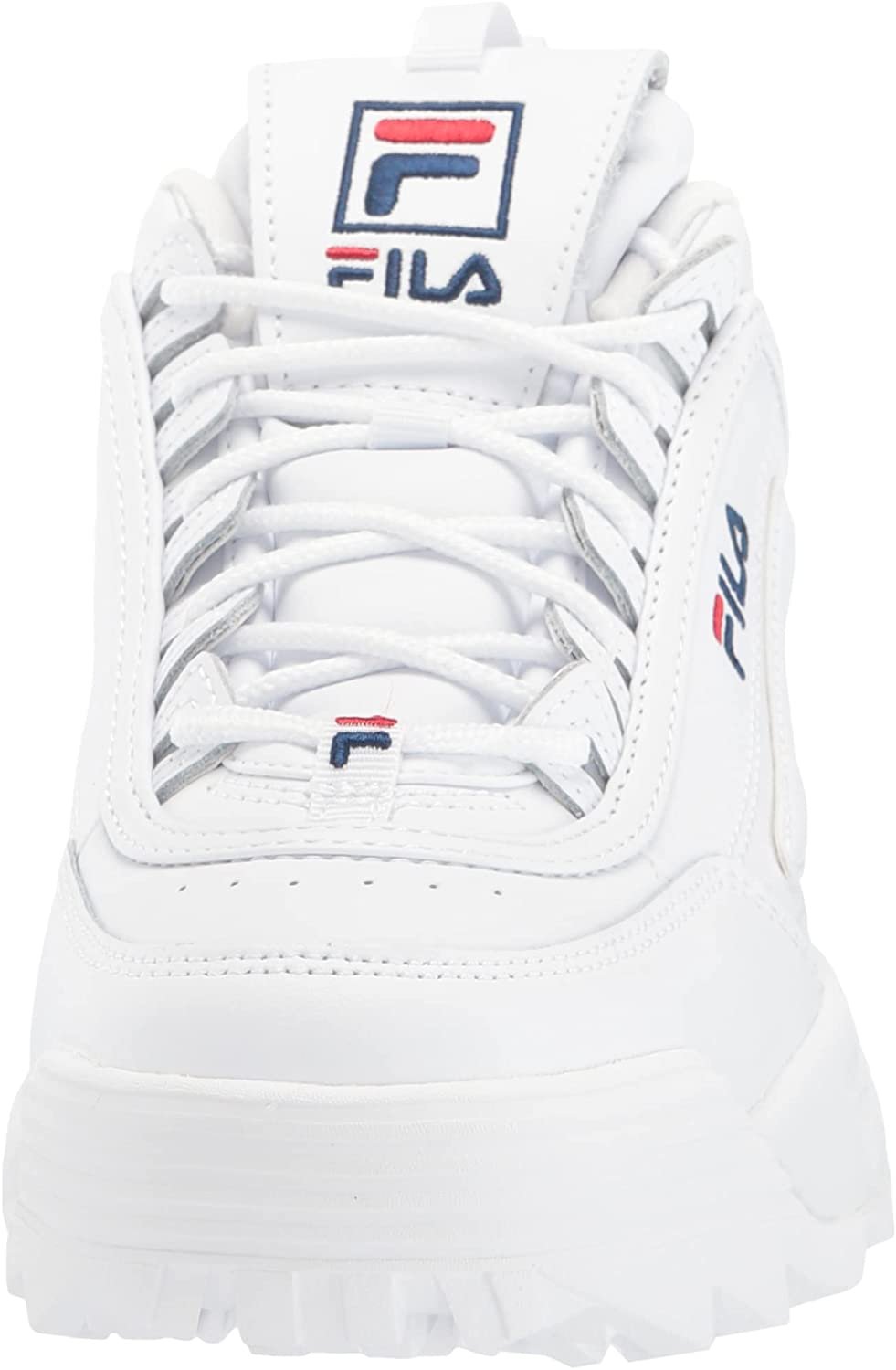 Fila womens Fila Women's Disruptor Ii Premium Sneaker, White/Navy/Red, 8 US