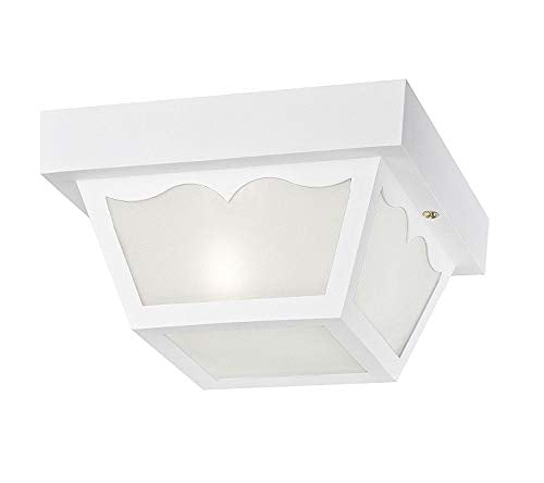 Ciata Lighting One-Light Porch-Light Hi-Impact Polypropylene Exterior Flush, White Finish  - Like New