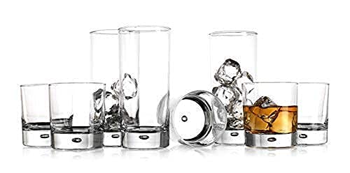 Drinking Glassware Set by Home Essentials & Beyond Set of 8 Tumbler and Rocks Glasses. 4 Tumbler Glasses 17oz, 4 Rock Glasses 10oz � For Cocktails, Whiskey, Ideal Holiday Gift.  - Like New