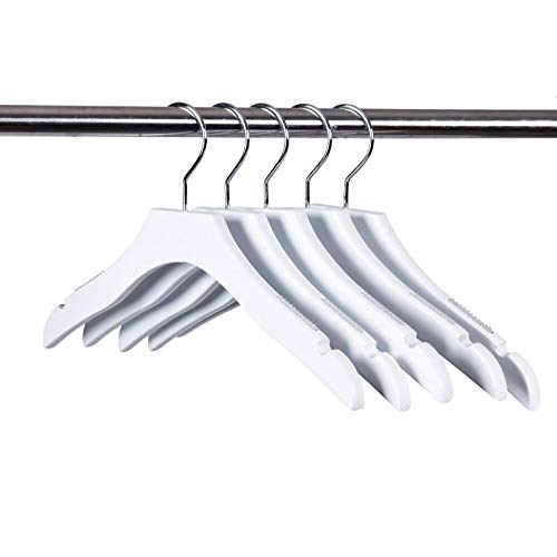 Quality White Wooden Kids Hanger Luxury Design Chrome Swivel Hook  - Like New