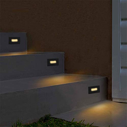 Ciata LED Stair Lights Indoor - Step Lights Outdoor Stair Light 3 Watt, Warm White Stairway Lighting for Outdoor and Indoor Stairs 3000K Concrete, Home Theater Lighting - Black Finish, Horizontal  - Acceptable