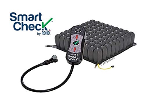 Roho Mid Profile Wheelchair Cushion with Smart Check Pressure Sensor Remote, 18 x 18 - Adjustable Pressure Relief Air Seat - Conforms to Body Shape and Weight - with Pump, Cover, Repair Kit  - Like New