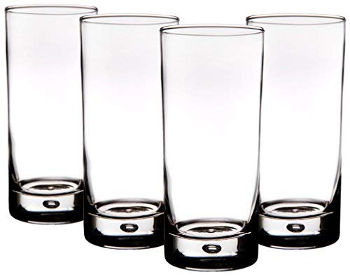 Home Essentials & Beyond Highball Glasses set of 4, 17 oz Drinking Glasses, Red Series Heavy Bubble Base.  - Like New