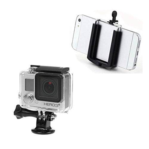 Movo Photo UMC01 Universal Smartphone and GoPro Tripod Mount Adapters for The Apple iPhone, Samsung Galaxy and GoPro Hero, HERO2, HERO3, HERO3+, HERO4 Black, White + Silver Editions  - Like New