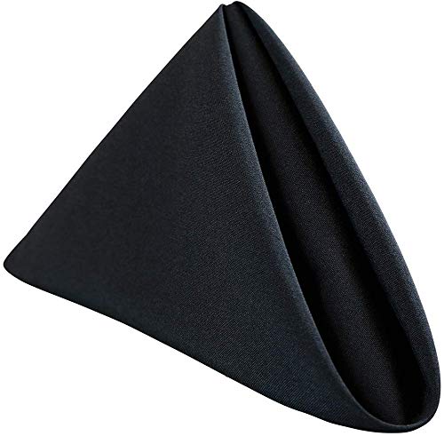 Wealuxe [24 Pack, Black] 100% Polyester Soft Durable Washable Cloth Table Napkins 17 x 17 Inch Great for Restaurants, Dinners and Parties  - Acceptable