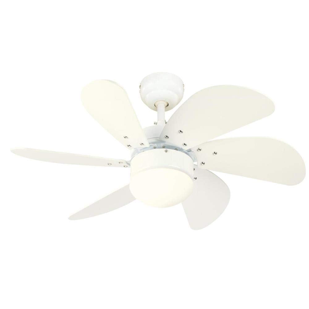 Ciata Lighting Turbo Swirl 30-Inch Ceiling Fan in White Finish with Dimmable LED Light Fixture in Opal Frosted Glass with White Blades  - Very Good