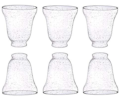 Dysmio Ceiling Fan Light Covers, Ceiling Fan Globes Replacement Glass, Light Fixture Replacement Glass, Clear Seeded 5-1/4 inches high 4-13/16 inches in diameter Standard 2-1/4-inch fitter, 6 Pack  - Like New