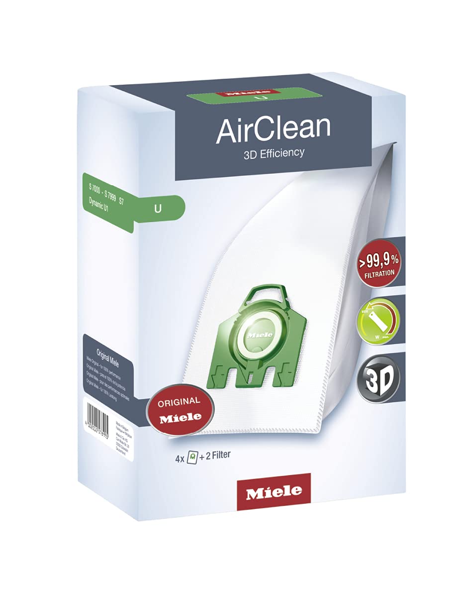 Miele 10123230 AirClean 3D Efficiency Dust Bag, Type U, 4 Count, 2 Air Filters  - Like New