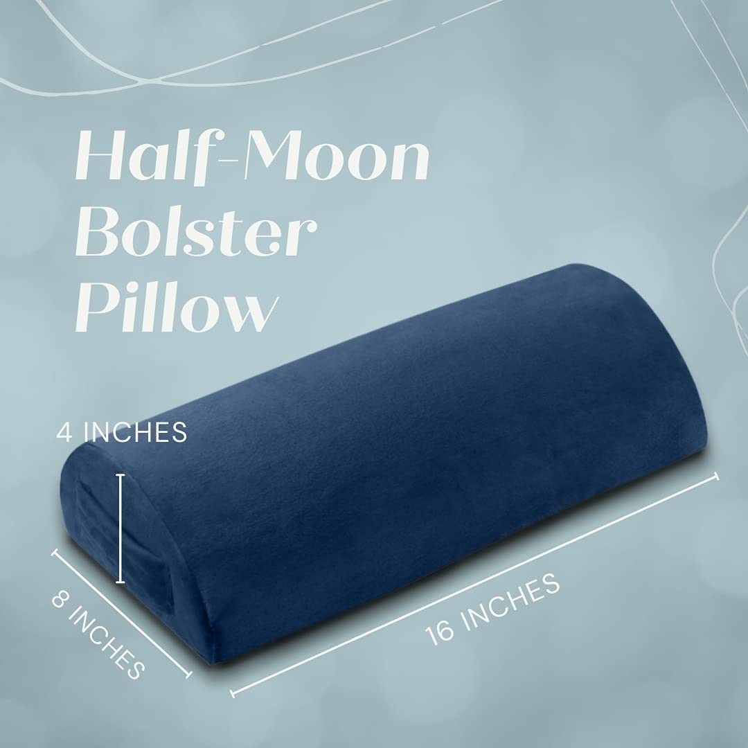Trickonometry Half Moon Extra Firm Pillows - Versatile D Shaped Half Roll Cushion Support and Bolster Pillow for Under Knee, Neck Pillow, Leg Rest, and Tension Relief (White)  - Very Good