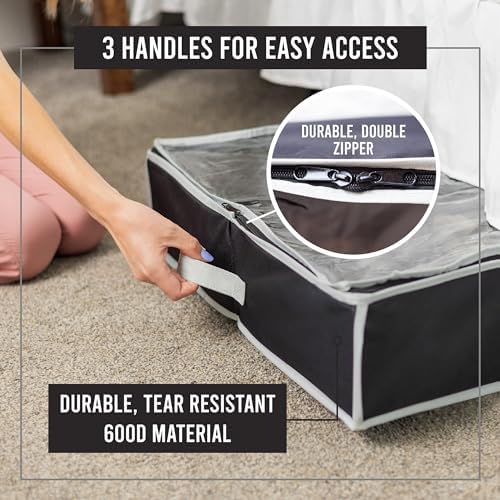 Extra-Large Under Bed Shoe Storage Organizer - Underbed Storage Solution Fits Men's and Women's Shoes, High Heels, and Sneakers with Durable Vinyl Cover & Extra-Strong Zipper  - Like New