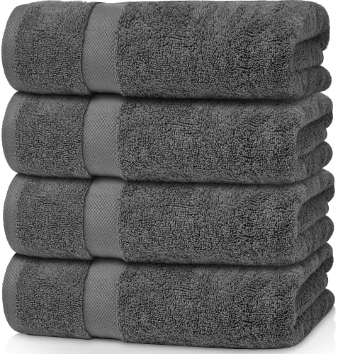 White Classic Wealuxe Bath Towels 24x54, Set of 4 Absorbent Towels for Bathroom  - Like New