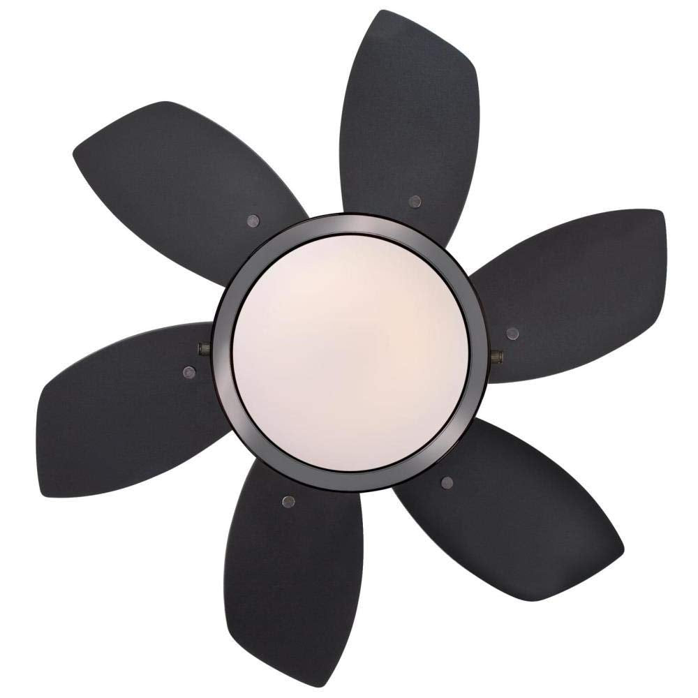 Ciata Small Ceiling Fan with Light, 24-Inch Quince Indoor Ceiling Fan in Gun Metal Finish with Dimmable LED Light Fixture in Opal Frosted Glass with Reversible Black/Graphite Blades  - Like New