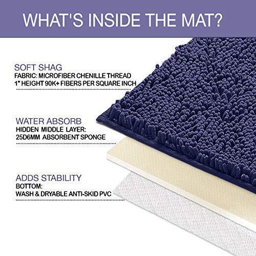LuxUrux Purple Bathroom Rug Set �Extra-Soft Plush Bath mat Shower Bathroom Rugs,1'' Chenille Microfiber Material, Super Absorbent, 30 X 20'' + 32 X 15''.  - Like New