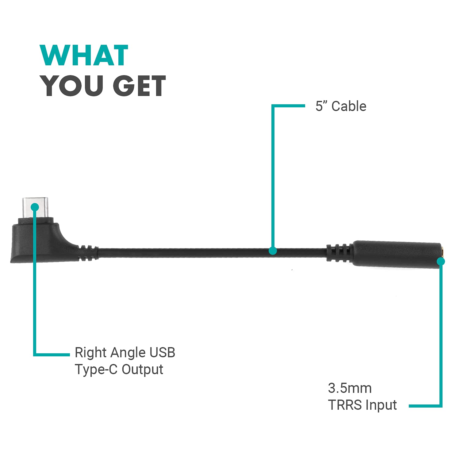 Movo UCMA-3 USB C to 3.5mm Audio Adapter for Microphones - 4-Pole Aux to USB Type C Pixel and Galaxy Smartphones - Female 3.5mm to USB-C Male Right Angle Head - Type-C USB to 3.5mm Jack Audio Adapter  - Like New