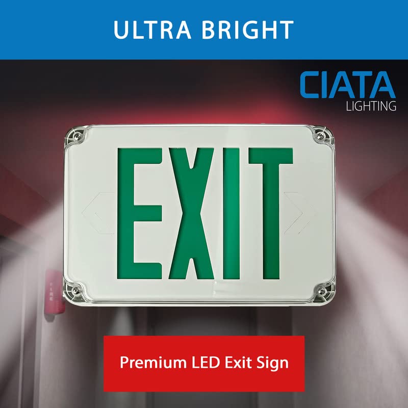 Ciata Exit Sign with Battery Backup, Wet Location, Weatherproof Hardwired Emergency Exit Lights with Battery Backup LED, Single-Sided Emergency Exit Sign  - Like New