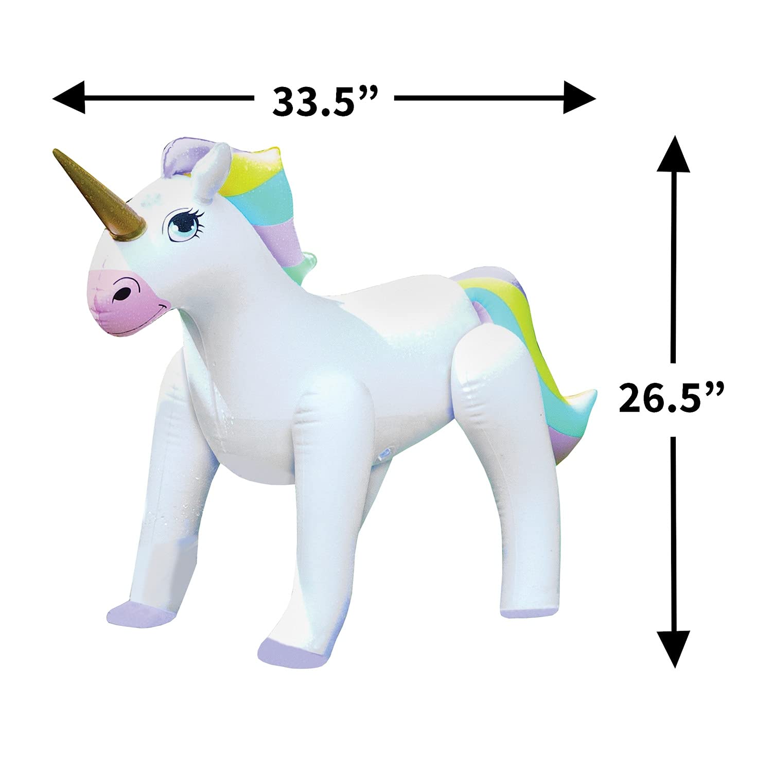 Etna Inflatable Unicorn Sprinkler - Fun Outdoor Water Toy for Kids Attaches to Garden Hose, 33 1/2" High