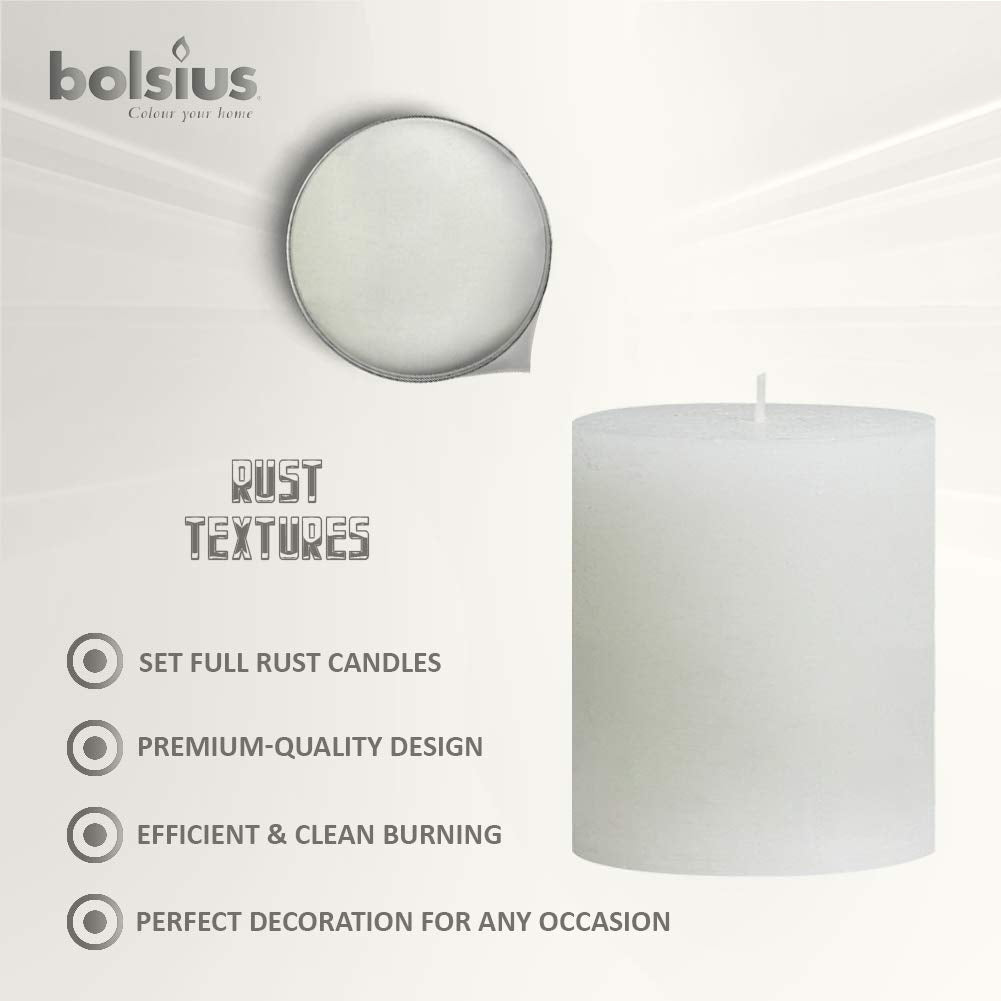 BOLSIUS Unscented Pillar Candles - Decoration Candles Set of 3 - Clean Burning Dripless Dinner Candles for Wedding & Home Decor Party Restaurant Spa  - Good