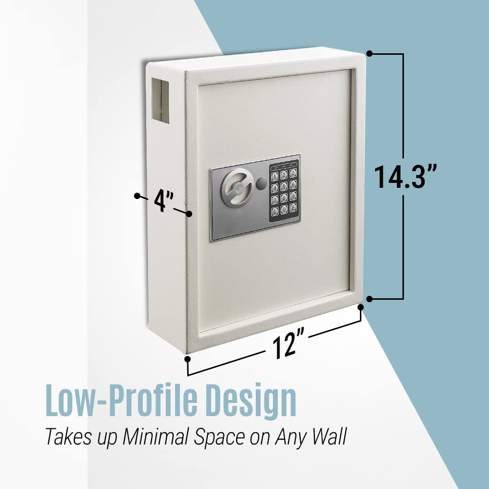 AdirOffice 40 Keys Cabinet with Digital Lock - Electronic Key Safe - Pin Code Keyless Storage Box for Keys - Secure Steel Lockbox - Scratch Resistant Powder Coated - Wall Anchor  - Like New