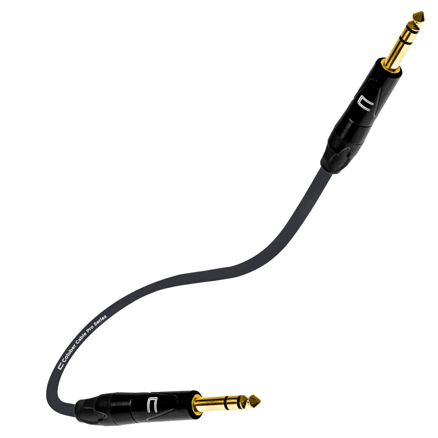 COLUBER CABLE 1/4 TRS Male to 1/4" TRS Male - 0.5 Feet - Black - 1/4 (6.35mm) Stereo Balanced Male to Male Connector for Powered Speakers, Audio Interface or Mixer for Live Performance & Recording  - Very Good