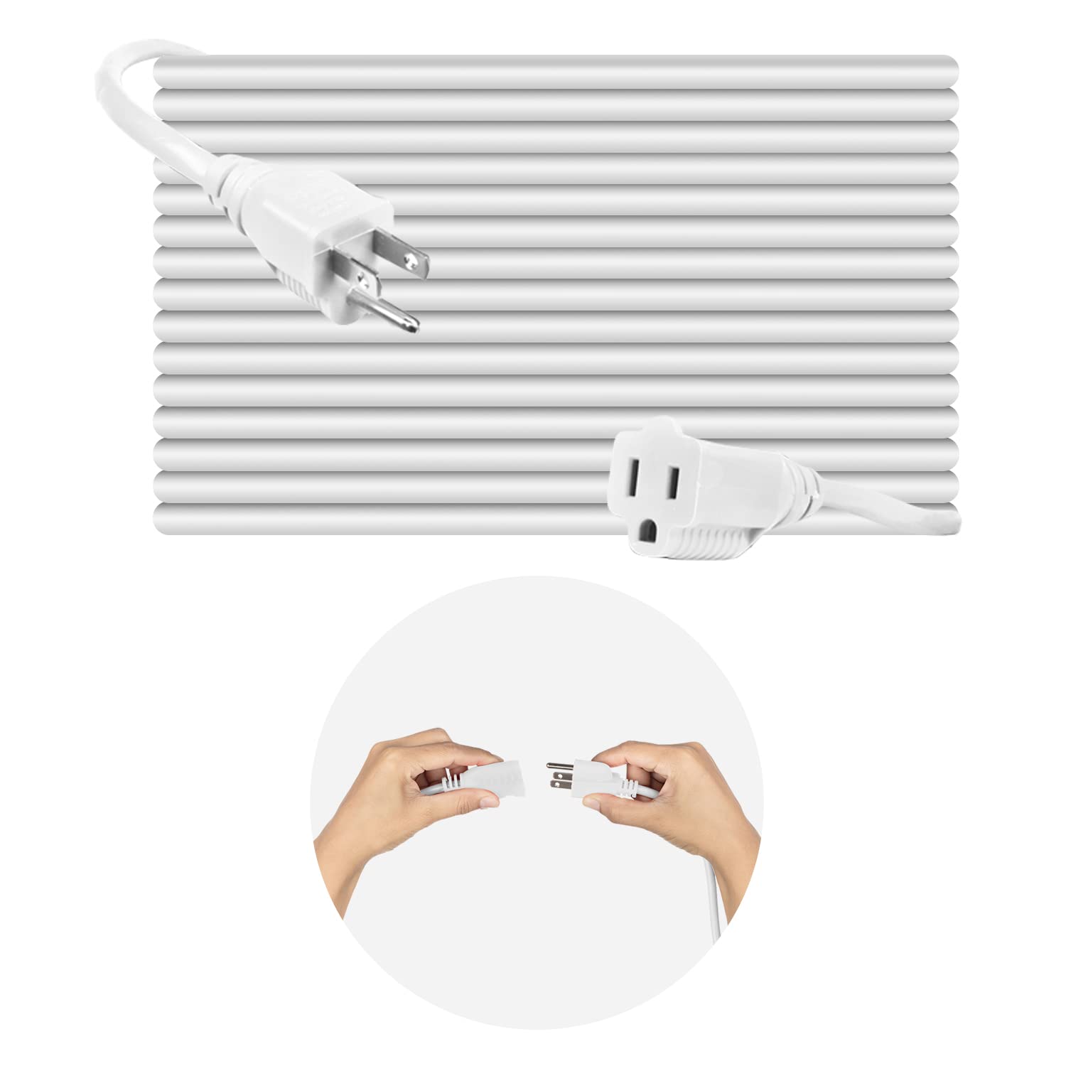 BindMaster Heavy Duty Extension Cord/Wire Power Cable, Indoor/Outdoor, 16/3, Single Outlet, 30 Feet, UL Listed, White  - Like New