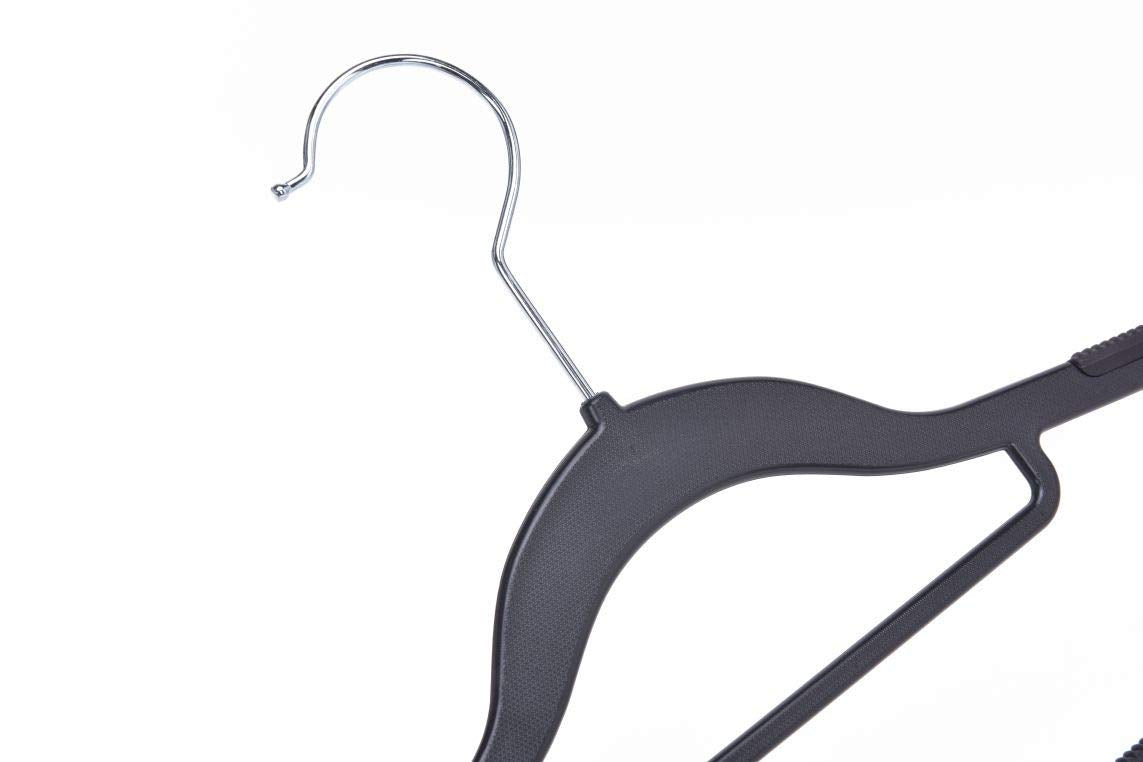 Quality Plastic Non Velvet Non-Flocked Thin Compact Hangers Black Swivel Hook (20)  - Like New