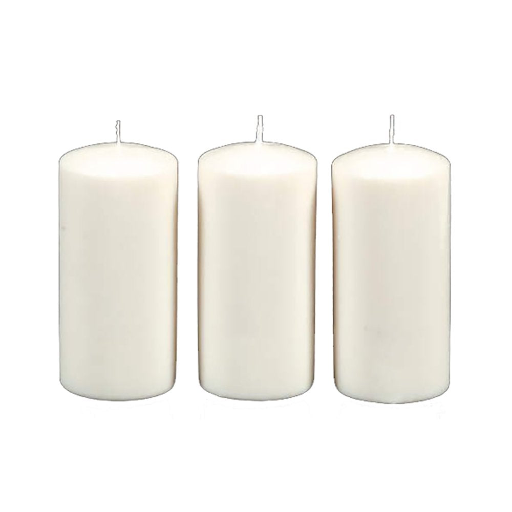 ArtVerse Unscented (3 Pieces) Pillar Candle, White, 4 Each  - Very Good