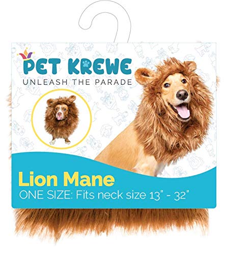 Pet Krewe Large Dog Lion Mane Halloween Costume � Fits Neck Size 13�- 32�- Lion Mane for Small Dogs � Ideal for Halloween, Dog Birthday, Dog Cosplay, Dog Outfits, Pet Clothes