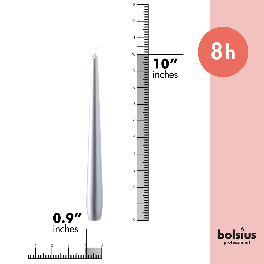 BOLSIUS Taper Candles - 8 Burn Hours - Premium European Quality - Unscented Smokeless & Dripless Household Party Candlesticks  - Like New