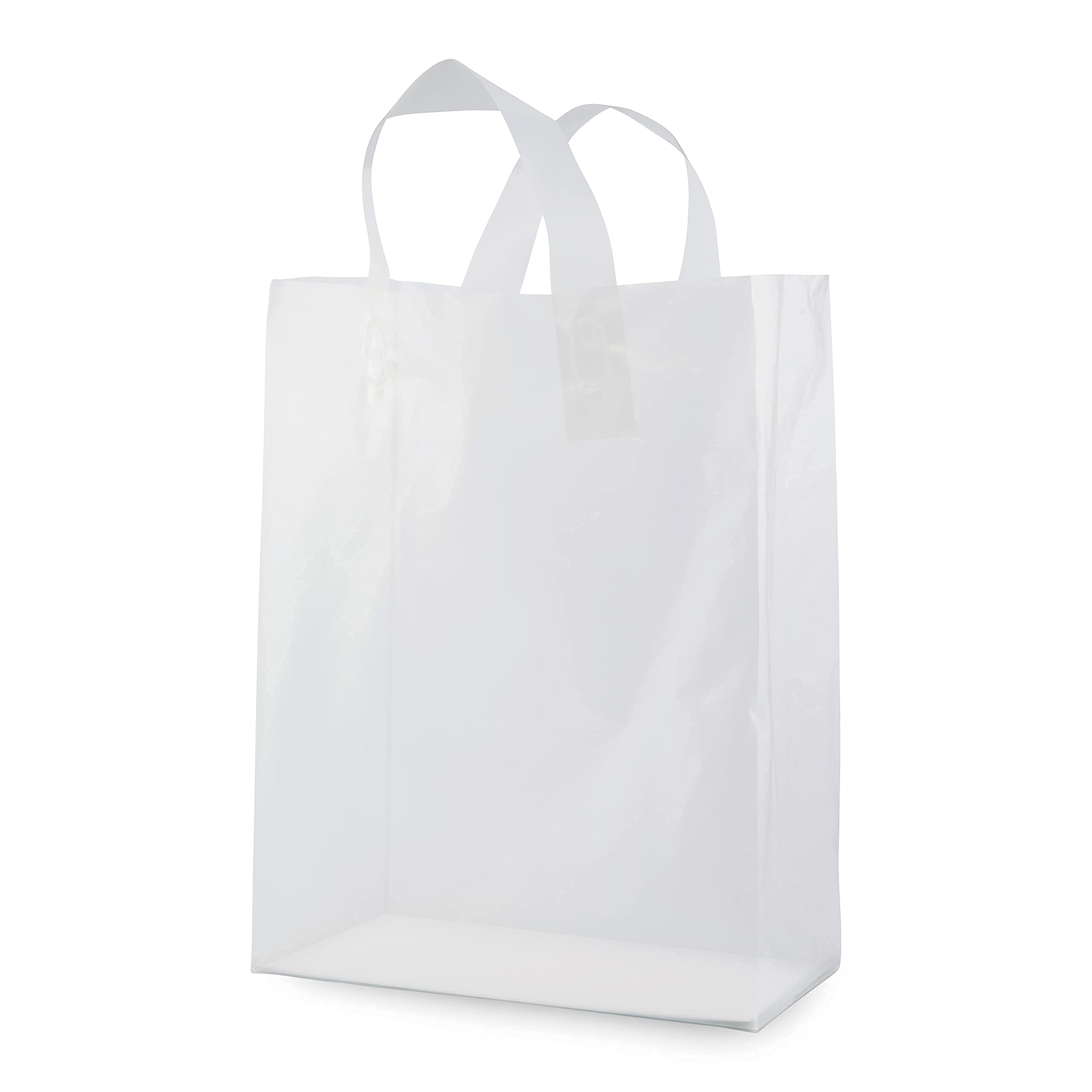 Prime Line Packaging PLP Frosted White Plastic Shopping Bags  - Very Good