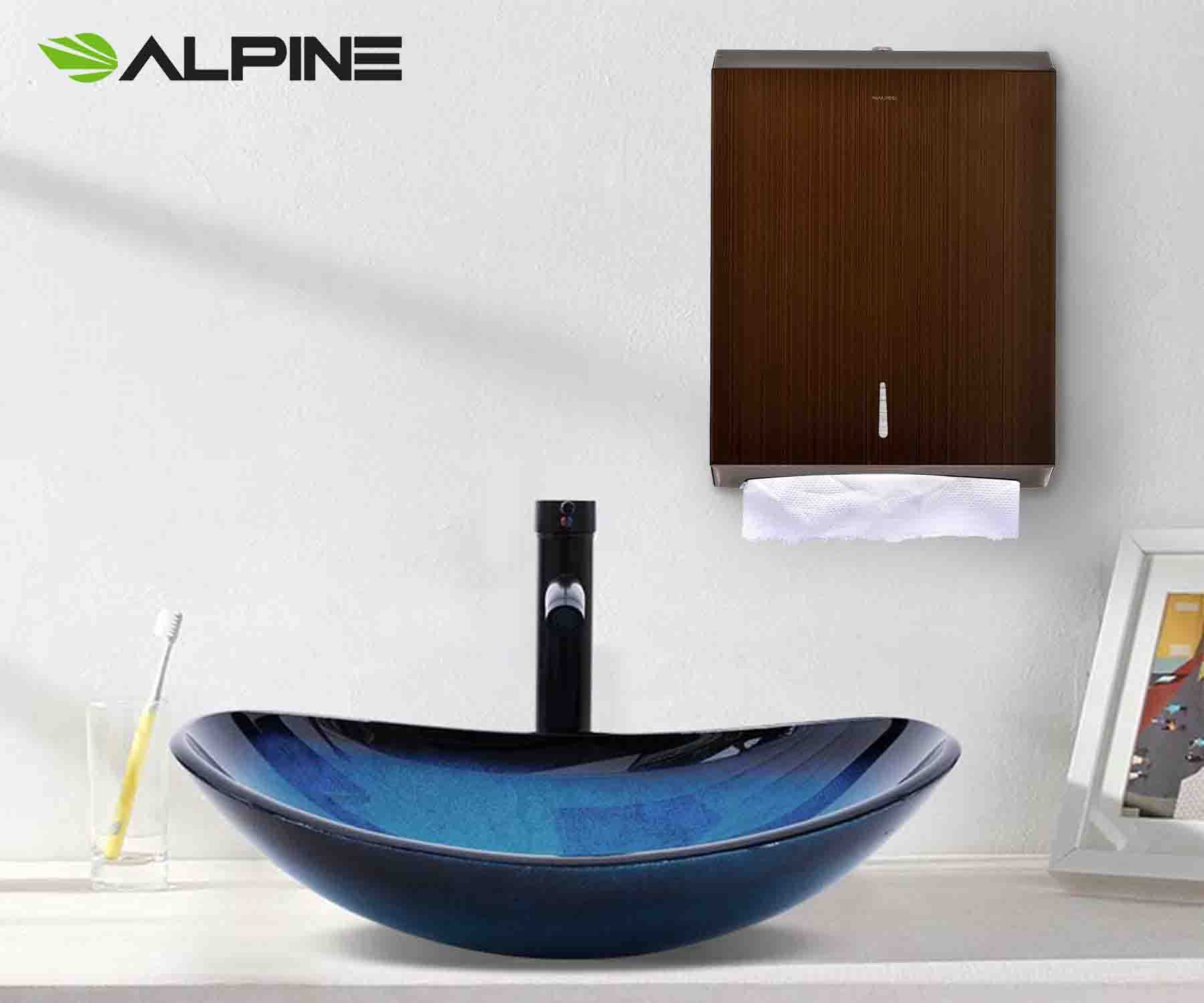 Alpine Industries C-Fold/Multifold Paper Towel Dispenser - Holds 400 C-Folds or 525 Multifold Tissues - Stainless Wall Mount Tissue Holder for Home & Office Countertop & Restroom (Antique Coppper)  - Like New