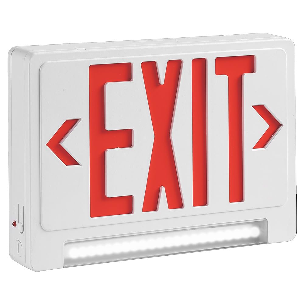 Ciata Ultra Bright Energy-efficient Lighted Exit Signs with Battery Backup, Indoor Led Emergency Exit Sign, Battery Powered Exit Sign, Exit Signs for Business, Led Adjustable Light Pipe Combo White  - Acceptable