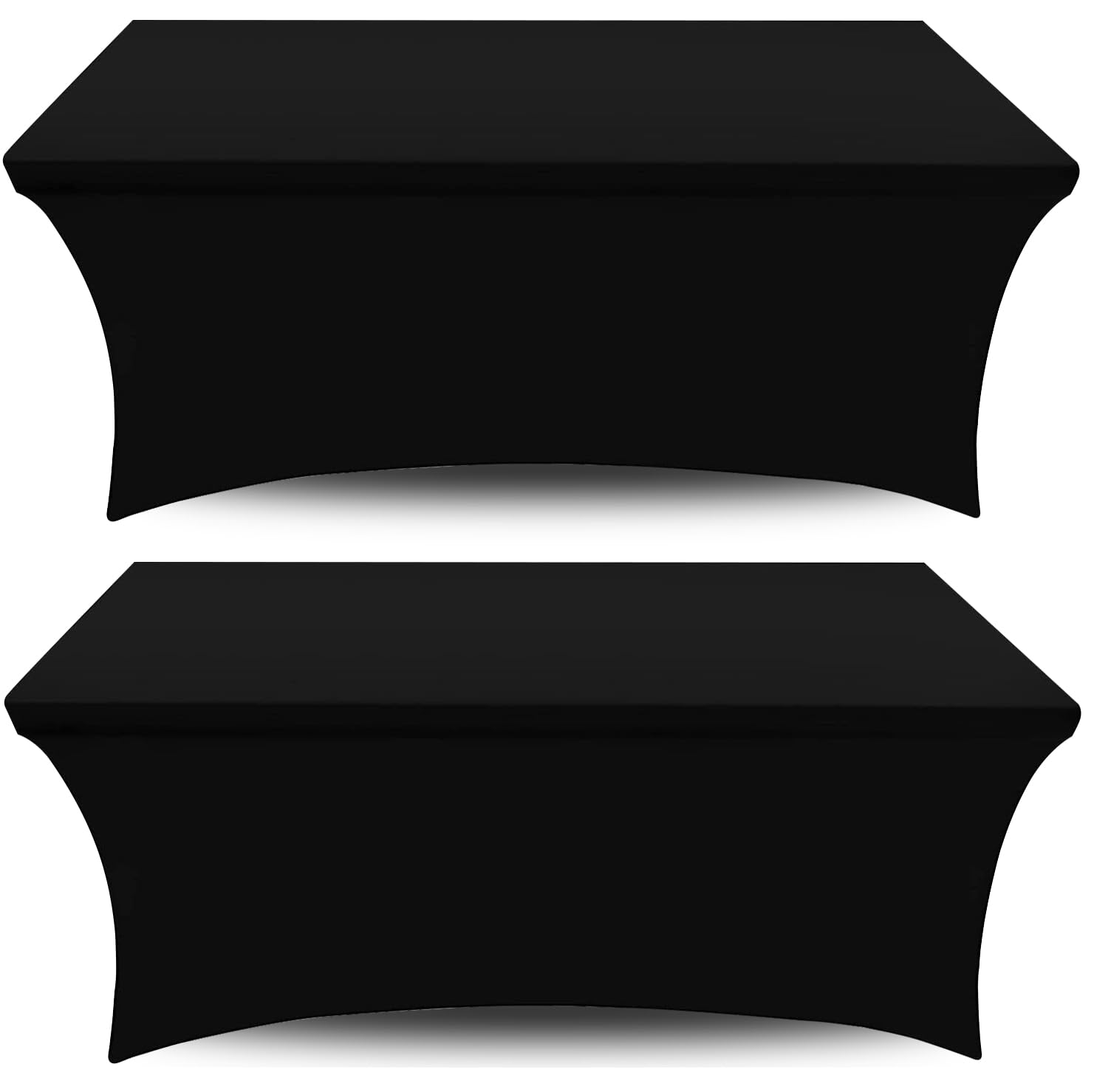 White Classic Stretch Spandex Table Covers 4FT, Pack of 2 Fitted Tablecloths for Rectangle Tables, Stretchy Wrinkle Resistant Folding Table�Cover,�Black  - Acceptable