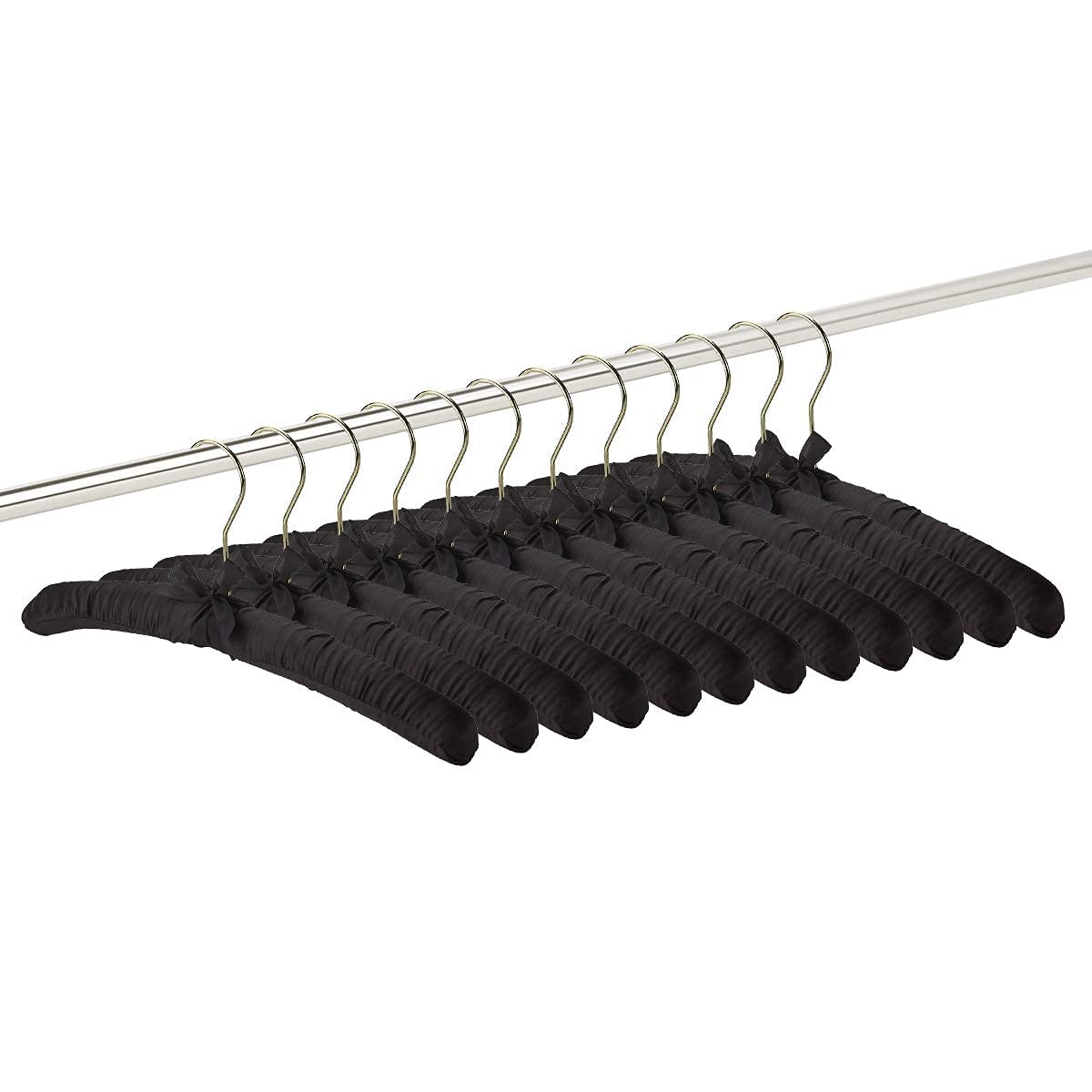 Florida Brands Padded Clothing Fabric Hangers for Women Clothing - Black, Set of 12 Premium Coat Hangers for Closet, Bride Hanger for Wedding Dress, Sweater Hangers  - Like New