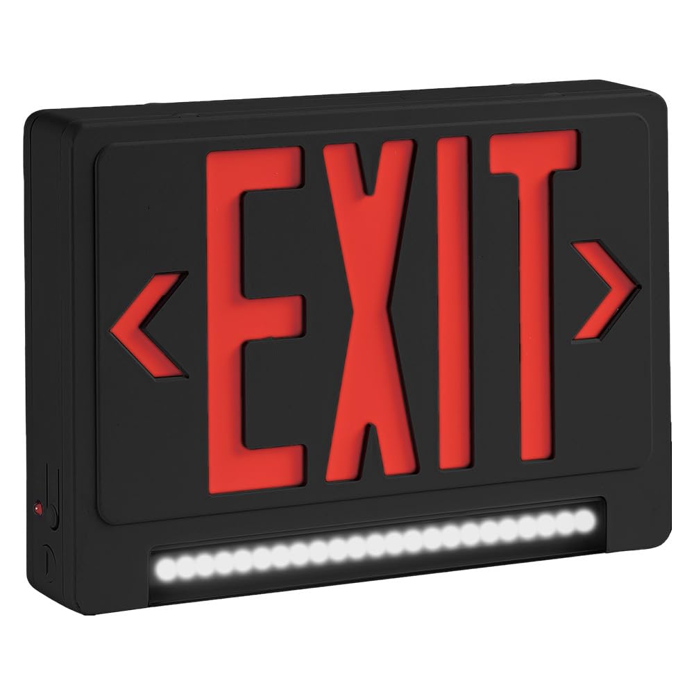 Ciata Ultra Bright Energy-efficient Lighted Exit Signs with Battery Backup, Indoor Led Emergency Exit Sign, Battery Powered Exit Sign, Exit Signs for Business, Led Adjustable Light Pipe Combo  - Acceptable