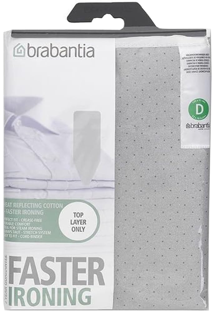 Brabantia Ironing Board Cover 53 x 18 Inch (Size D, Extra Large) Silver Metallic